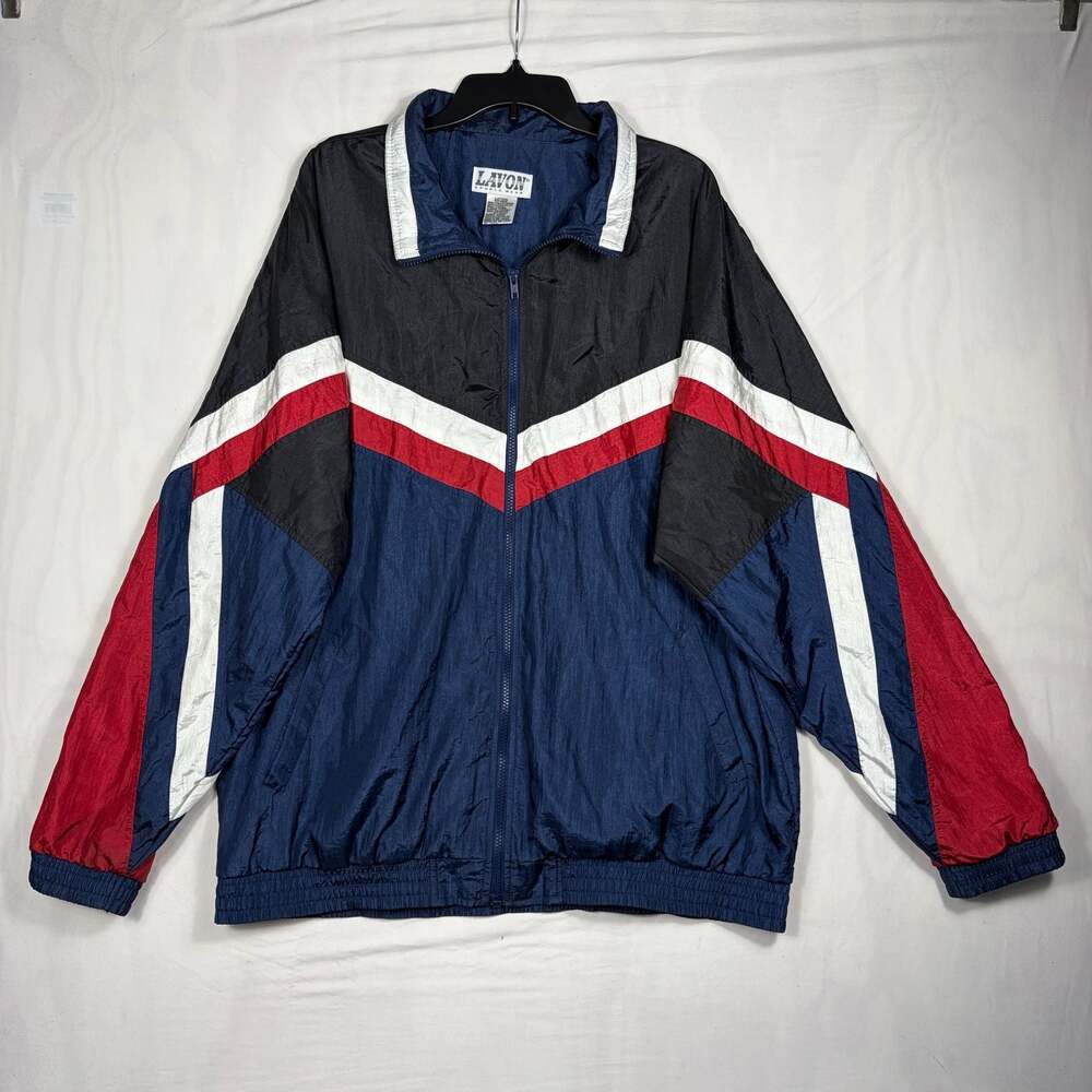 Vintage 90s Lavon Sport Wear Colorblock Full Zip Nylon Windbreaker